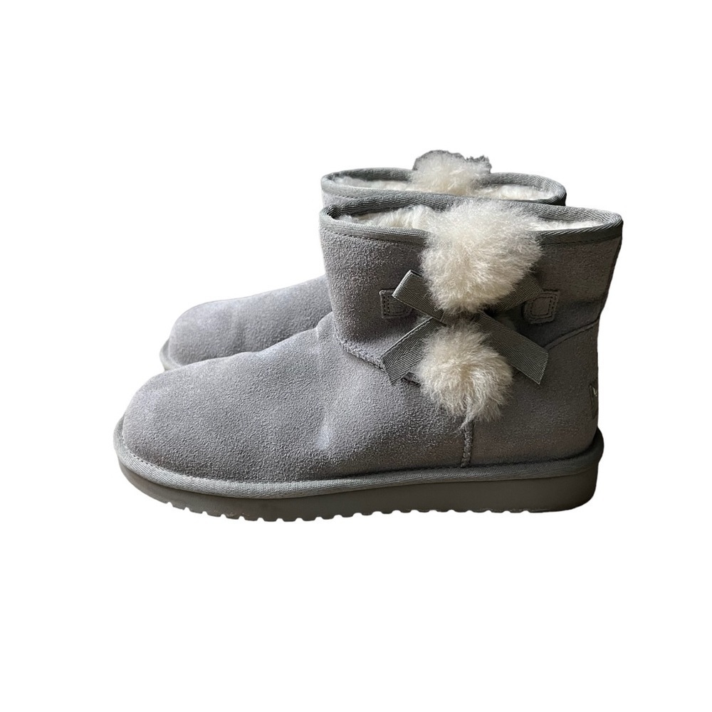 KOOLABURRA BY UGG Short Boots w/ Pompoms and Bows in Gray Mist Size 7 - Picture 4 of 8